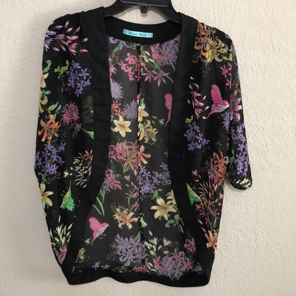 Kimono with flowers and humming birds
